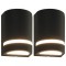 Lampi de perete pentru exterior 2 buc. negru 35 W semirotund