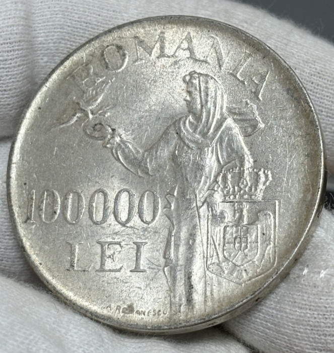 moneda argint 100000 lei 1946 Mihai I - Pacea