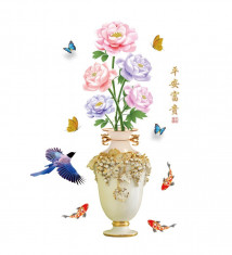 Sticker decorativ, Vaza cu flori, 110 cm, 1456ST foto