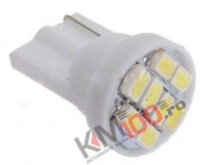 Led auto T10 cu 8 leduri SMD Alb foto