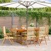 Set 7 piese vidaXL grădină, polipropilenă bej &amp; lemn masiv acacia, masă extensibilă 150-200cm, scaune pliabile cu spatar reglabil