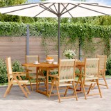 Set 7 piese vidaXL grădină, polipropilenă bej &amp; lemn masiv acacia, masă extensibilă 150-200cm, scaune pliabile cu spatar reglabil