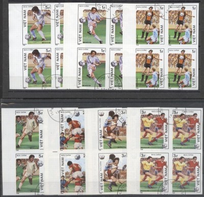 Vietnam 1986 Sport, Soccer, Football, 4 imperf. set in block, used T.384 foto