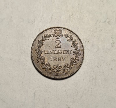 Italia 2 Centesimi 1867 M Superba Piesa de Colectie foto