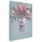 Tablou portret femeie cu trandafir pe cap roz 1980 Tablou canvas pe panza CU RAMA 20x30 cm