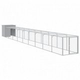 Cotet pui cu incinta gri deschis 110x1017x110cm otel galvanizat GartenMobel Dekor, vidaXL