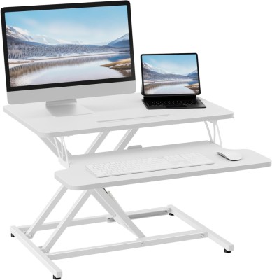 Masa ajustabila de birou Sit-Stand 45x64 cm, lucru in picioare sau sezut, inaltime reglabila 12-43 cm, suport smartphone, cadru forma X, Alb - CN foto