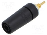 Conector banană 4mm soclu 24A 1kV negru aurit Hirschmann T&amp;M