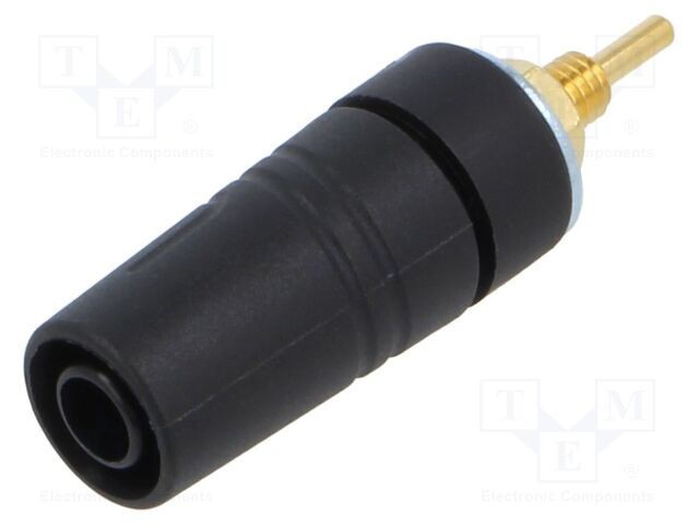 Conector banană 4mm soclu 24A 1kV negru aurit Hirschmann T&amp;M