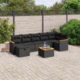 Cumpara ieftin Gossi set mobilier de gradina cu perne, 8 piese, negru, poliratan