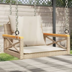 vidaXL Bancă de balansoar cu perne, bej, 63x62x40 cm, poliratan 368175
