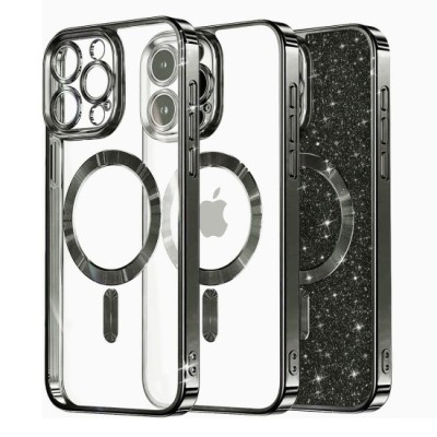 Husa pentru iPhone 16 Pro Max - Techsuit Luxury Glitter MagSafe - Black foto