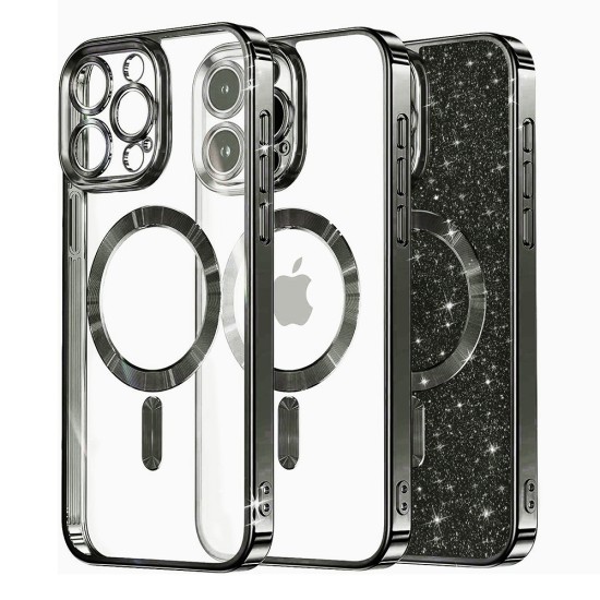 Husa pentru iPhone 16 Pro Max - Techsuit Luxury Glitter MagSafe - Black