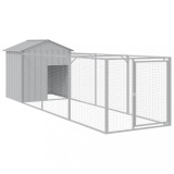 Cumpara ieftin Casa caine &amp; acoperis gri deschis 117x405x123cm otel galvanizat