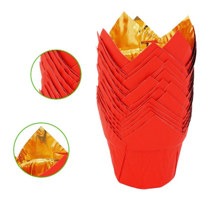 Forma pentru Cupcakes, 50 cavitati, Rosu, 8 cm, 546COF