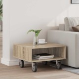 vidaXL Masă laterală cu roți Stejar Sonoma 50,5 x 50 x 30 cm 891026
