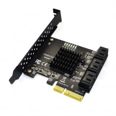 Adaptor PCIe x4 -&amp;gt; 6 porturi SATA3 -Asmedia 1161 - SSD / HDD - Chia Farming foto