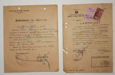 LOT 2 documente 1941 1945 Comisariatul de Politie Alexandria + Certificat cazier foto