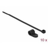 Set 10 bride L 200 x W 4.8 mm + 10 cleme montare 9.5 mm Negru, Delock 18868
