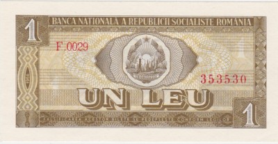ROMANIA RSR 1 leu 1966 UNC foto
