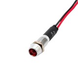 Indicator LED incastrat de panou din alama, 8mm, 2 fire 20cm, rosu, 12-24V DC, IP65 FL1M-08CW-1- RED