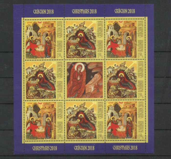 Romania MNH 2018 - Craciun -bloc - LP 2219 X10