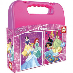 Puzzle in Cutie de Plastic Disney Princess 2 x 48 Piese foto