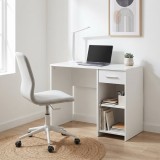 Cumpara ieftin Birou Modern Adore Concept cu Sertar și 2 Rafturi, Alb - Maro - Stejar - Antracit, 90x52x75 cm