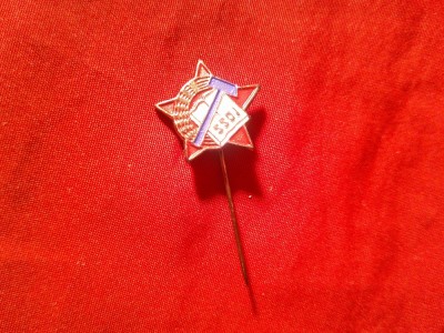 Insigna Iugoslavia SSOJ , anii 50 - Pentru Tineret , metal si email , d=1,8cm foto