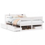 Cumpara ieftin Cadru de pat fara saltea, alb, 150x200 cm, lemn masiv pin