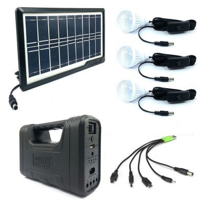 Kit Solar MRG AKL-8017A, Negru, 3 becuri, Panou solar C333 foto