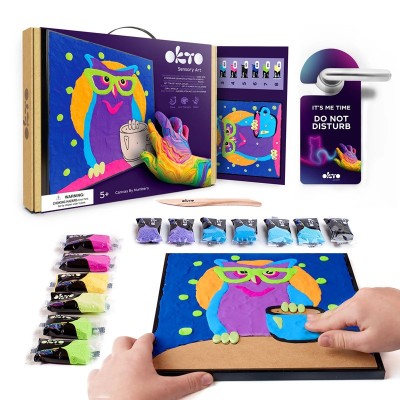 Set pictura cu argila usoara, 29 29 cm - Owl foto