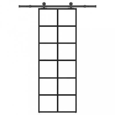 vidaXL Ușă glisantă cu set feronerie, 76x205 cm, sticlă ESG/aluminiu 3332839 foto