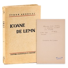 Tudor Arghezi, Icoane de lemn + articole și broșuri, 1930, cu dedicație pentru Șerban Cioculescu