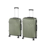 Set 2 Valize Rigide Leziter TraveLux Pro XI Verde Ulei ABS 68cm 76cm, 60L 100L, Roti Duble 360, Cod Numeric