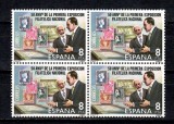 Spania 1980- 50 de ani de la prima expoziție naționala de timbre, Bloc de 4, MNH, Nestampilat