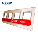 Cumpara ieftin Rama cvadrupla Livolo din sticla Crystal, aurie, pentru prize