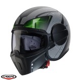 Cumpara ieftin Casca pentru scuter - motocicleta Caberg model Ghost X Vyrus P7 negru/gri/verde fluor mat &ndash; fibra de sticla &ndash; omologare noua ECE 22.06 XL (61/62cm)