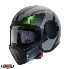 Casca pentru scuter - motocicleta Caberg model Ghost X Vyrus P7 negru/gri/verde fluor mat &ndash; fibra de sticla &ndash; omologare noua ECE 22.06 S (55/56cm)