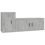 Cumpara ieftin Set dulap TV, 2 piese, gri beton, lemn prelucrat