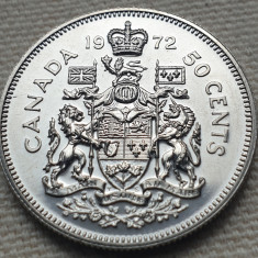 Monedă 50 cents / half dollar 1972 Canada, unc, proof-like, km#75.1