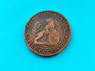 10 Centimos 1870 Spania- foto