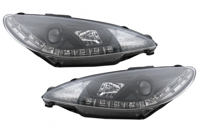 Faruri LED DRL Peugeot 207 (05.2006-06.2012) Negru Performance AutoTuning