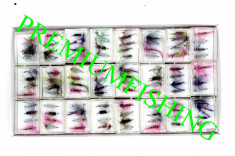 Set Muste 96 Bucati ( 24 cutiute cate 4 ) Pescuit Fly Pastrav Clean Lipan foto