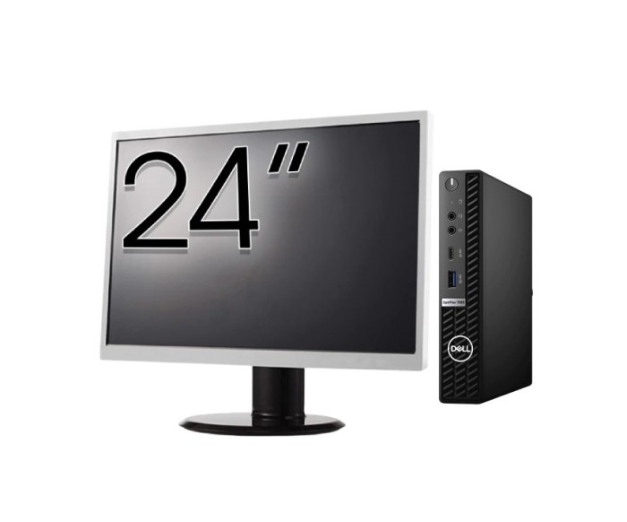 Pachet Calculator Second Hand DELL OptiPlex 7080 Mini PC, Intel Core i5-10500T 2.30 - 3.80GHz, 8GB DDR4, 256GB SSD + Monitor 24&amp;quot; NewTechnology Me