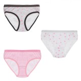 Set Chiloți Copii, Multicolor, 3 Bucăți, Model cu Buline și Dungi, Lurex Argintiu