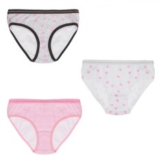 Set Chiloți Copii, Multicolor, 3 Bucăți, Model cu Buline și Dungi, Lurex Argintiu
