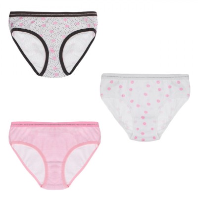 Set Chiloți Copii, Multicolor, 3 Bucăți, Model cu Buline și Dungi, Lurex Argintiu foto