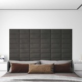 vidaXL Panouri de perete 12 buc. gri &icirc;nchis 30x15 cm catifea 0,54 m&sup2;