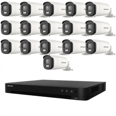 Kit de supraveghere Hikvision 16 camere 5MP ColorVu, Color noaptea 40m, DVR cu 16 canale 8MP SafetyGuard Surveillance foto